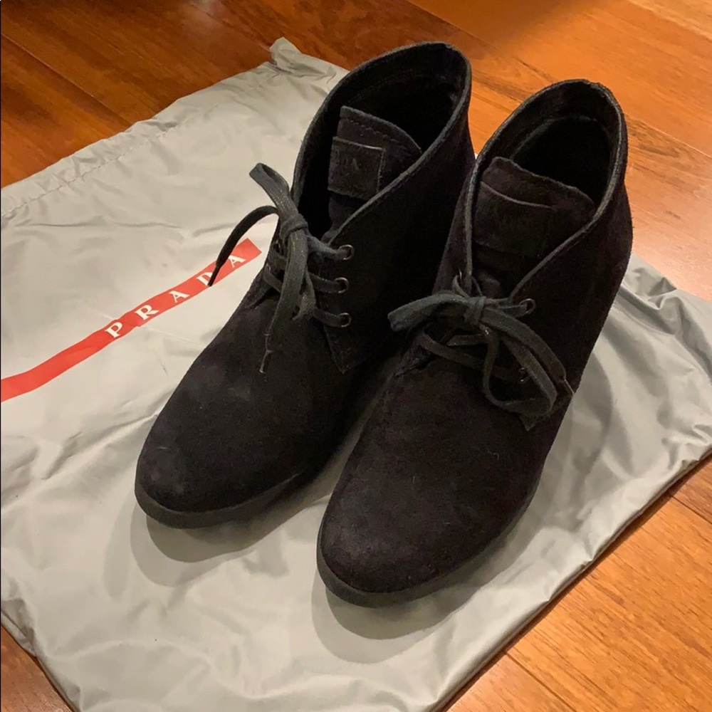 Prada Sport Black Suede Booties